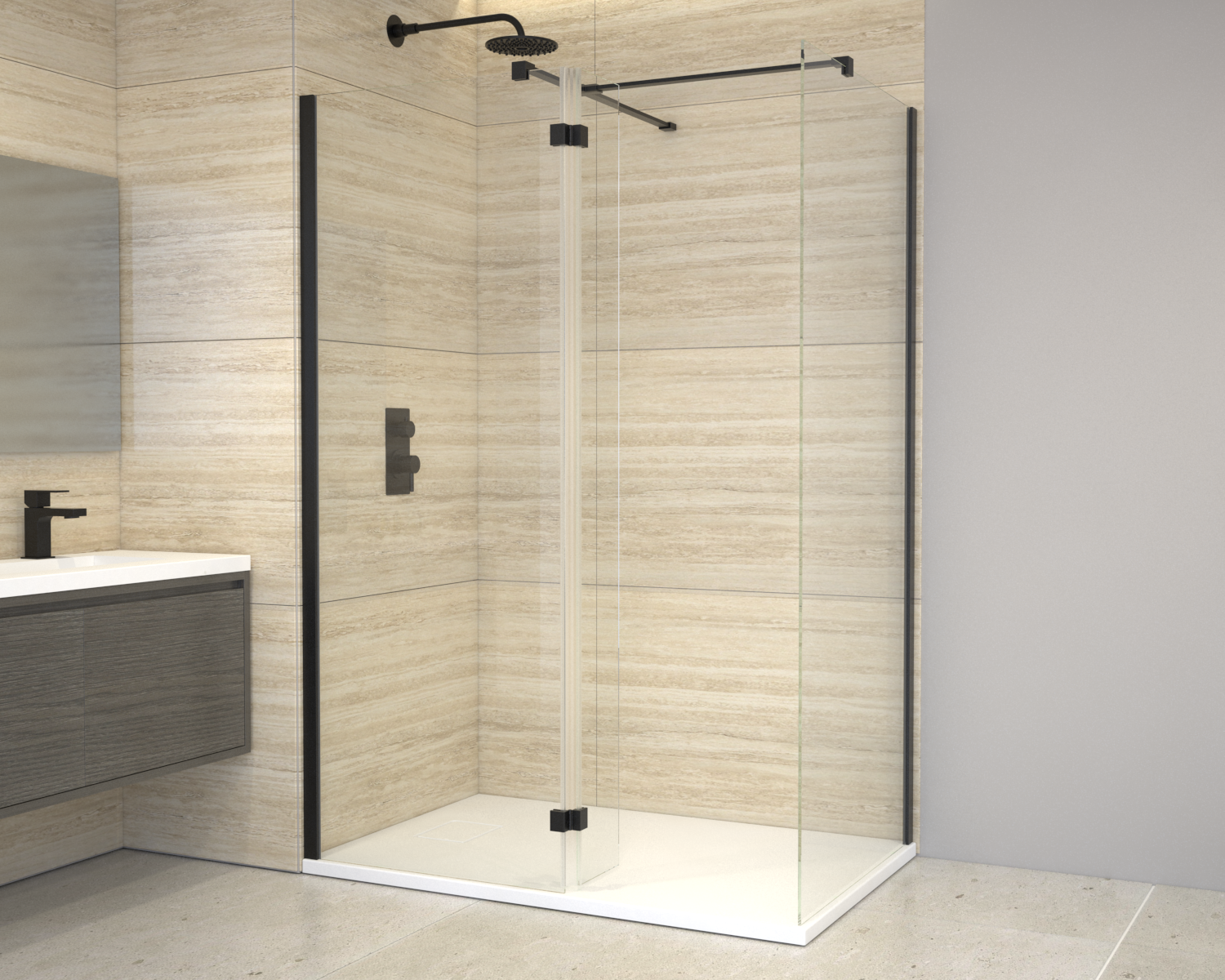 Walk In Enclosure (Glass Panel, Side Panel and Tray included) - Image 3